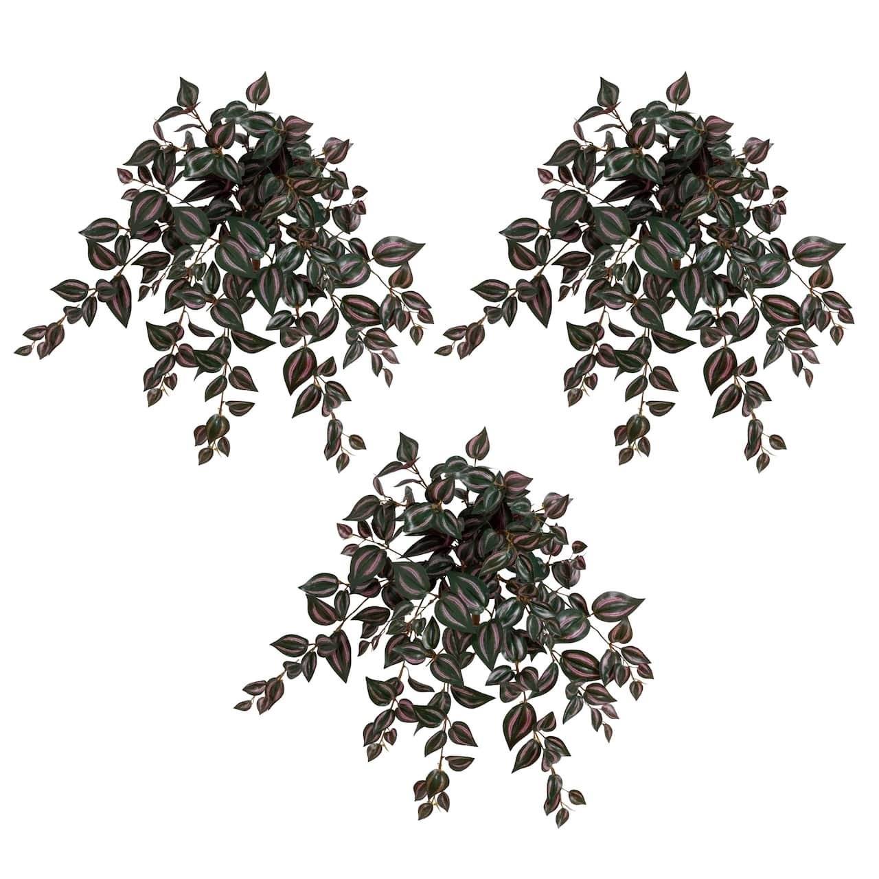 24" UV Resistant Artificial Wandering Jew Hanging Plant (Indoor/Outdoor)- Set of 3